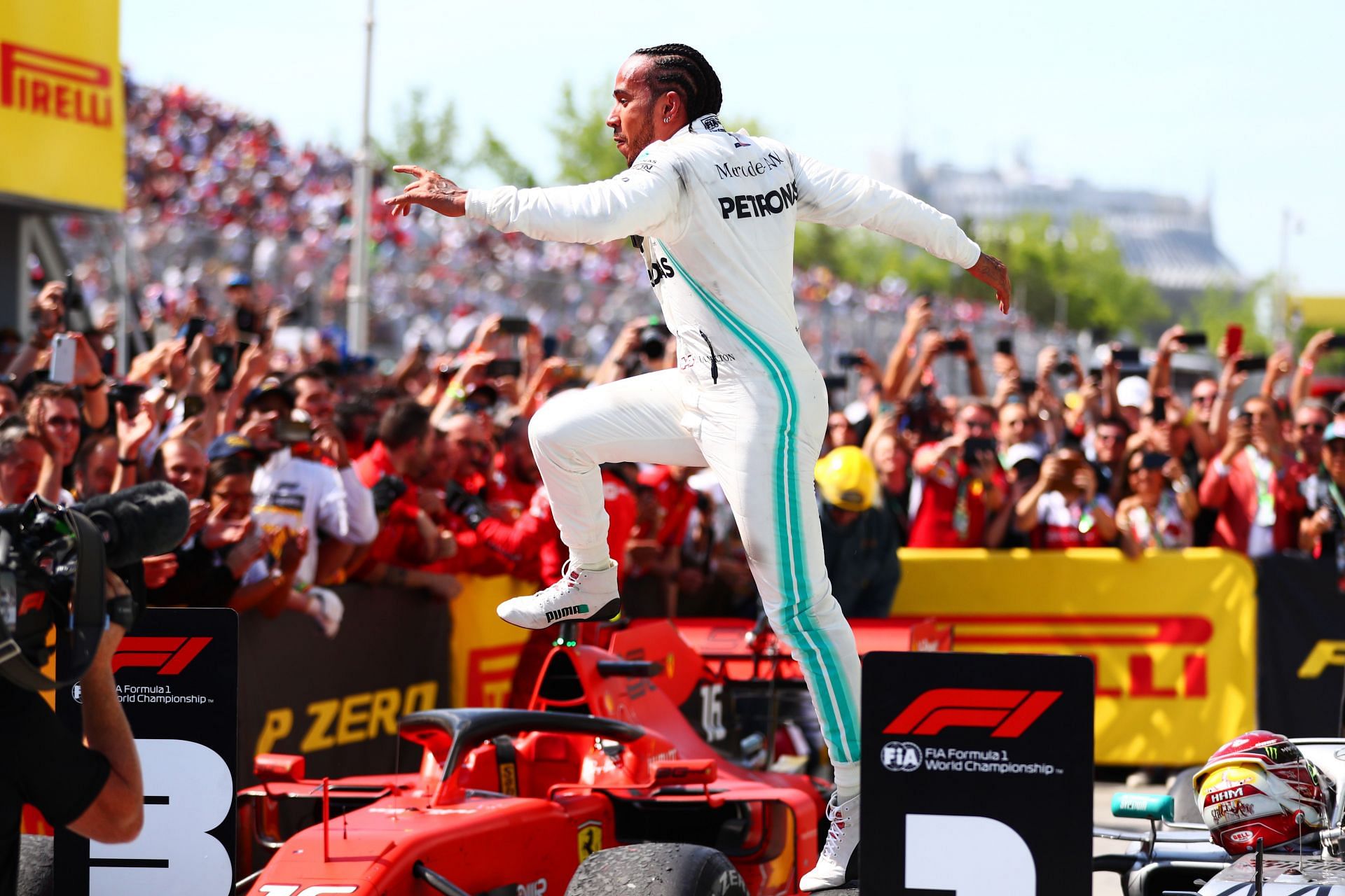 Lewis Hamilton celebrates in Parc Ferme after winning the F1 Grand Prix of Canada on June 09, 2019. Source: Getty